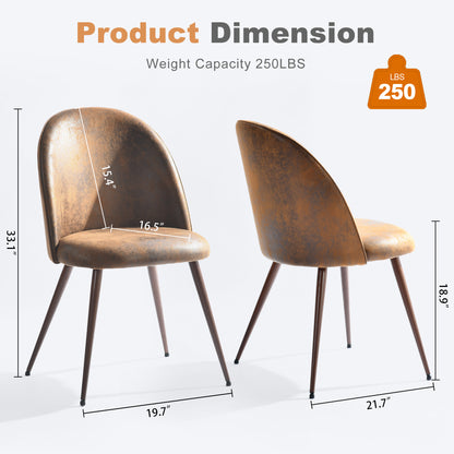 Haven Faux Suede Dining Chairs with Walnut-Look Legs, Set of 2, Brown