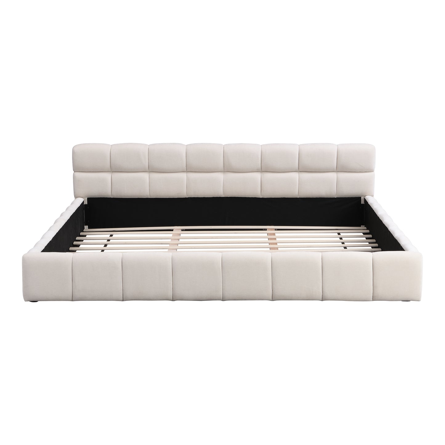 Harbor Upholstered Platform Bed, King, Beige