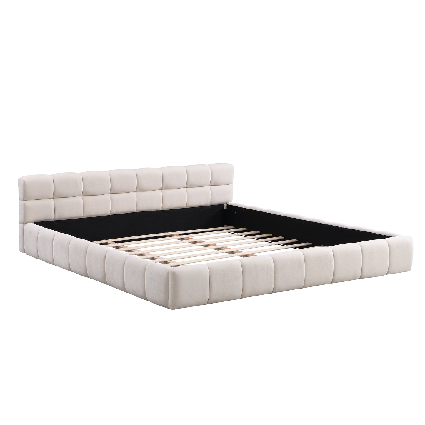 Harbor Upholstered Platform Bed, King, Beige