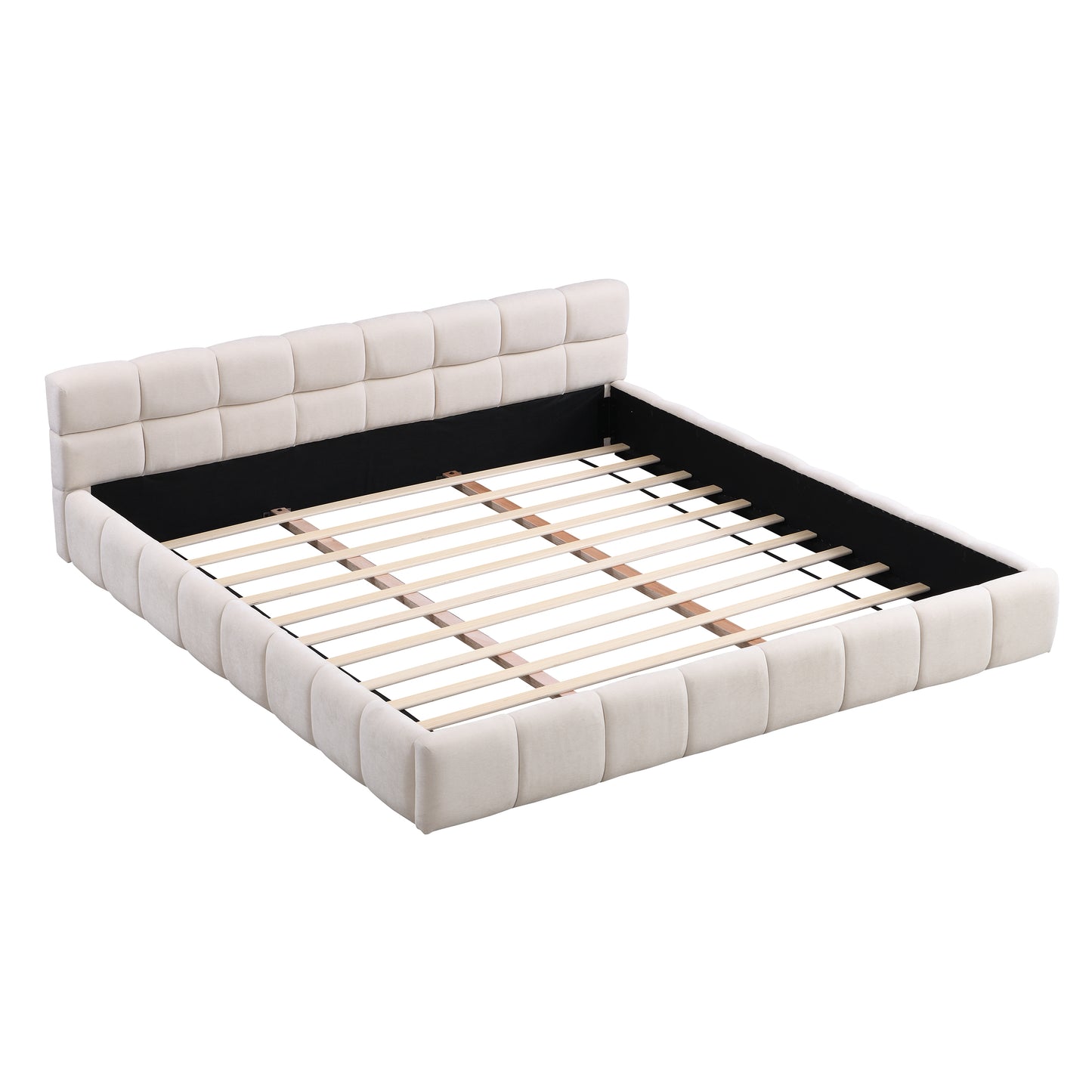 Harbor Upholstered Platform Bed, King, Beige