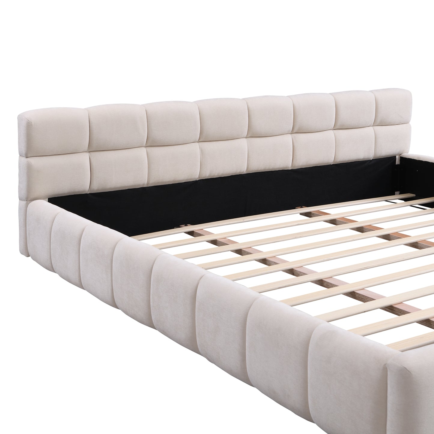 Harbor Upholstered Platform Bed, King, Beige