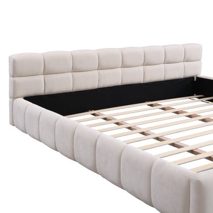 Harbor Upholstered Platform Bed, King, Beige