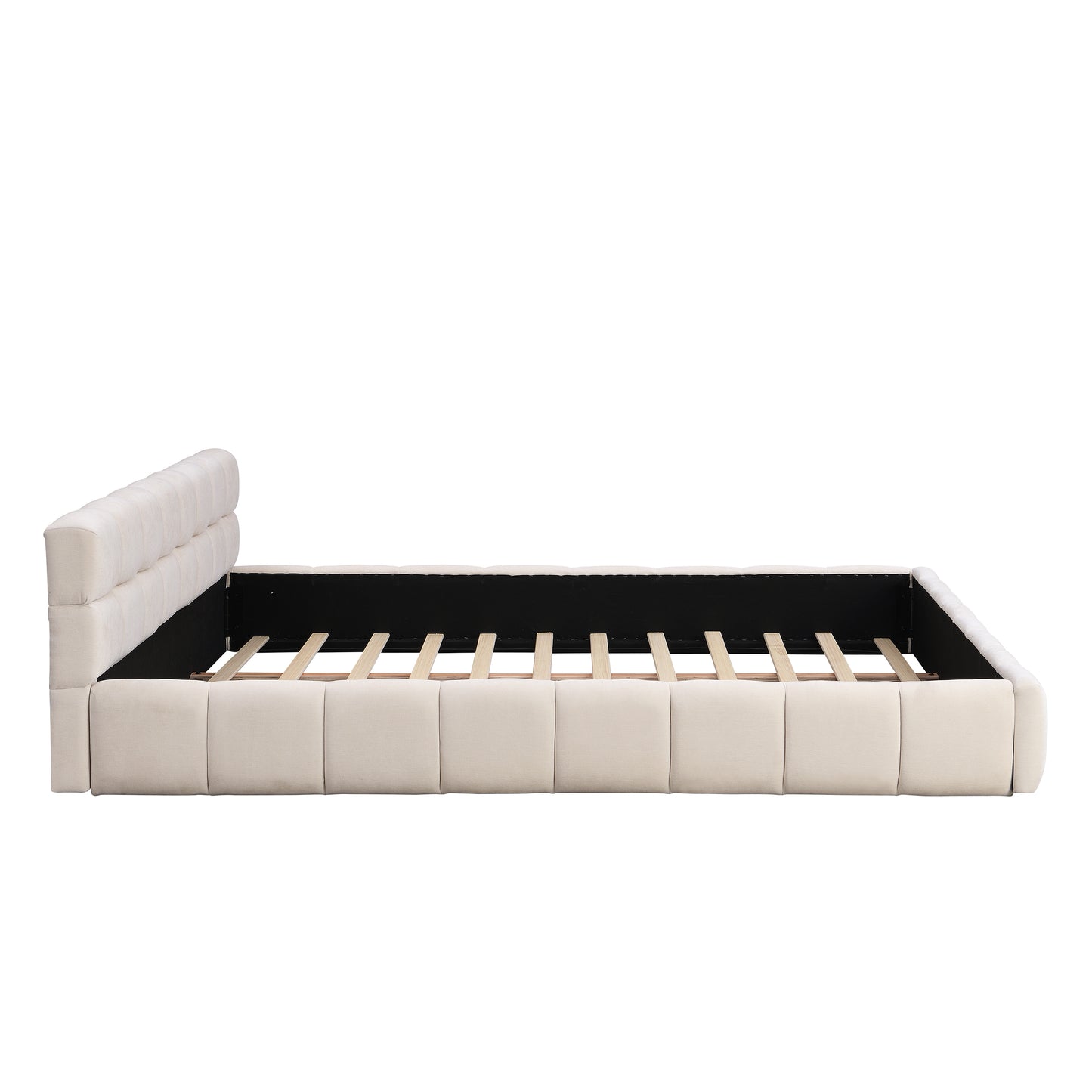 Harbor Upholstered Platform Bed, King, Beige