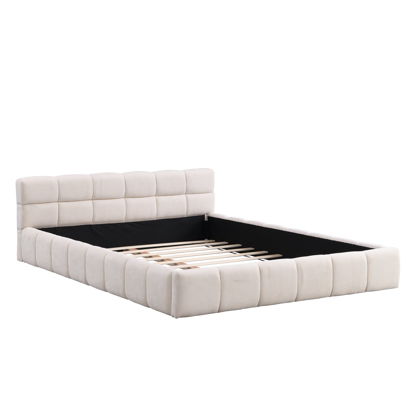 Harbor Upholstered Platform Bed, Queen, Beige