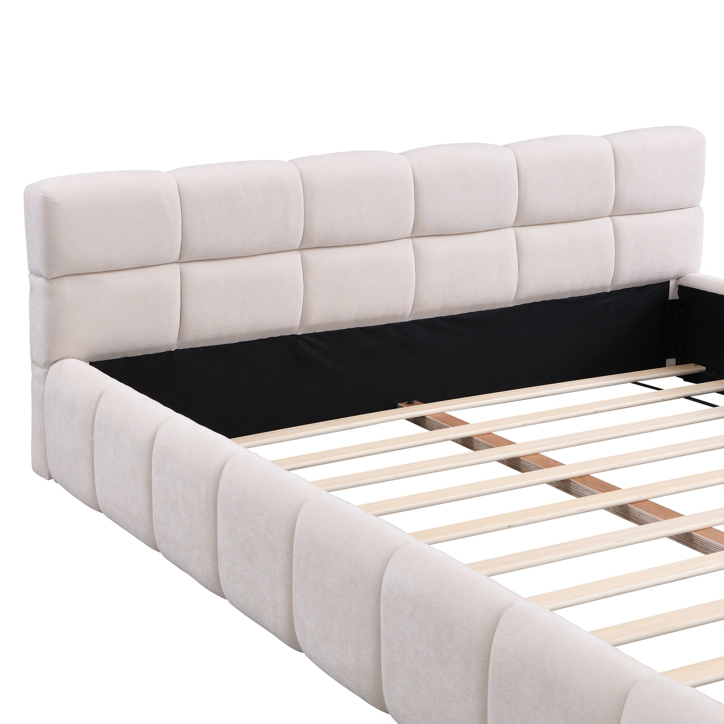Harbor Upholstered Platform Bed, Queen, Beige