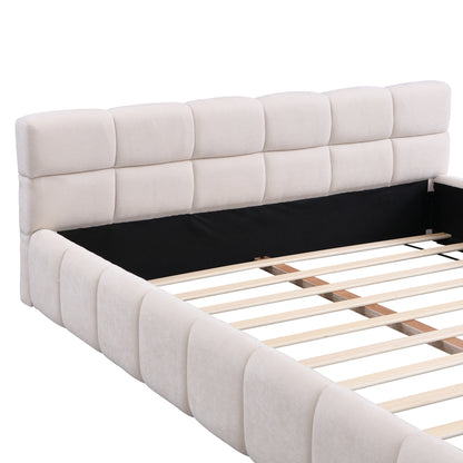 Harbor Upholstered Platform Bed, Queen, Beige