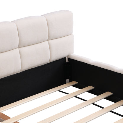 Harbor Upholstered Platform Bed, Queen, Beige