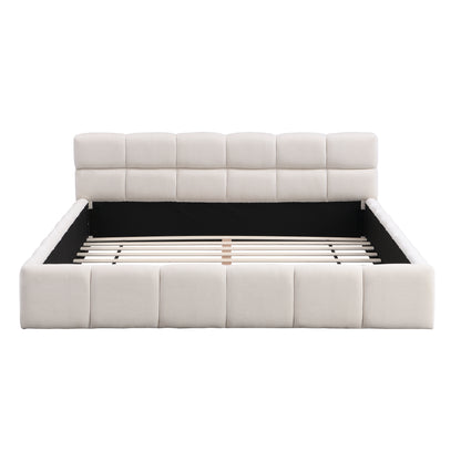 Harbor Upholstered Platform Bed, Queen, Beige