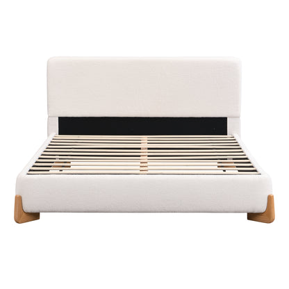 Hollis Boucle Upholstered Platform Bed, Queen, White