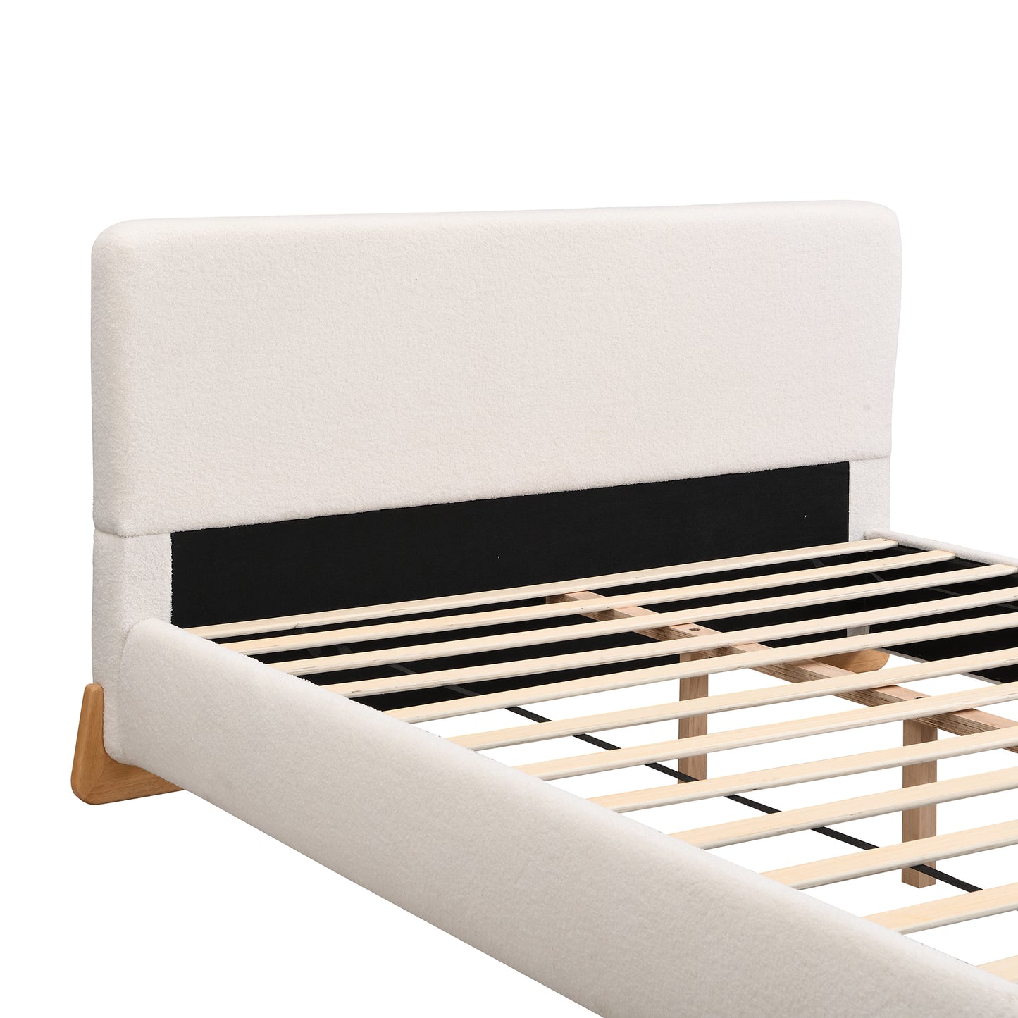 Hollis Boucle Upholstered Platform Bed, Queen, White