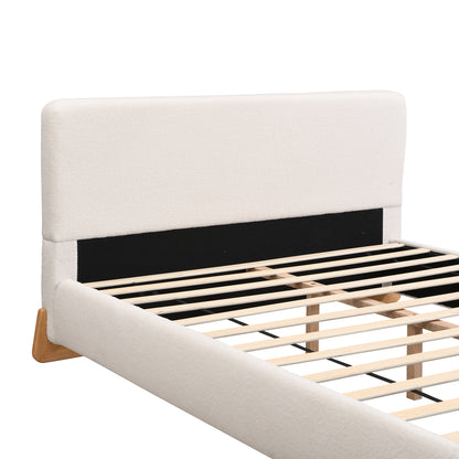 Hollis Boucle Upholstered Platform Bed, Queen, White