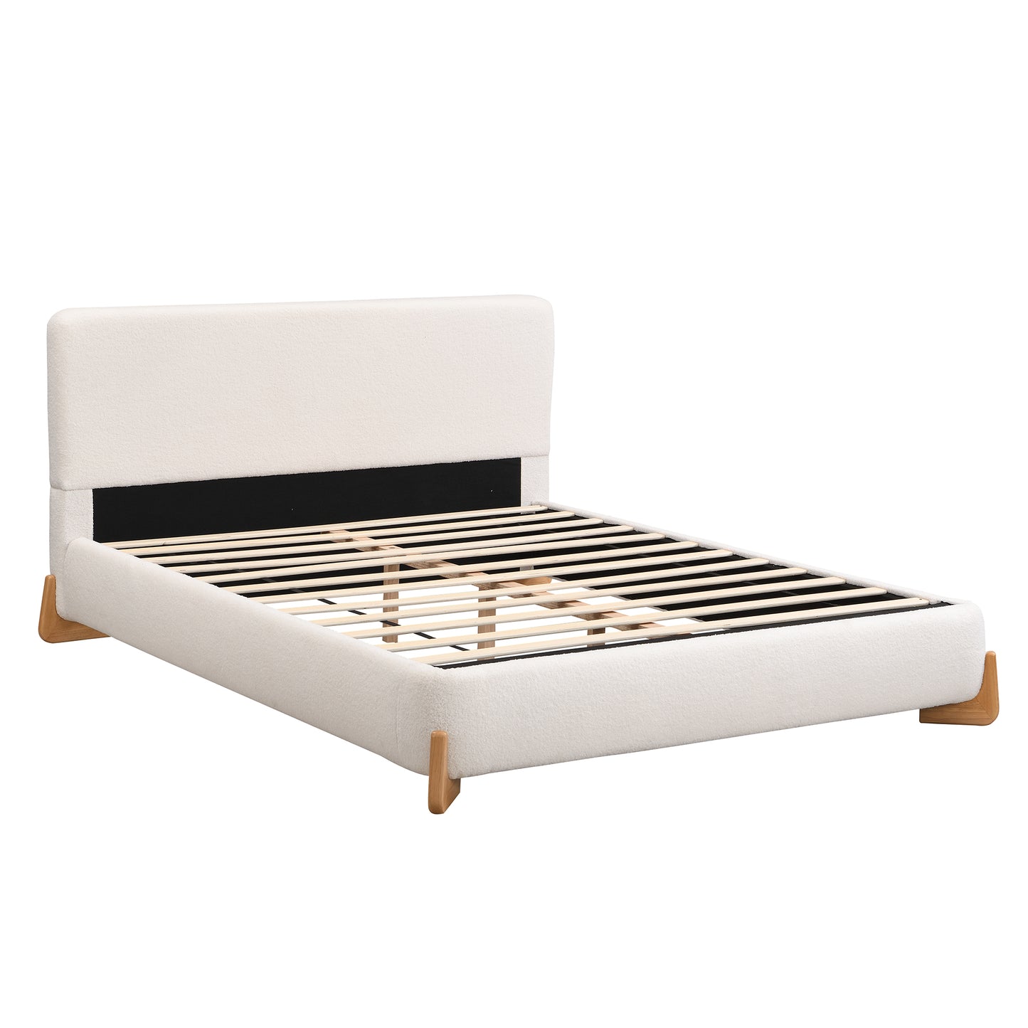 Hollis Boucle Upholstered Platform Bed, Queen, White