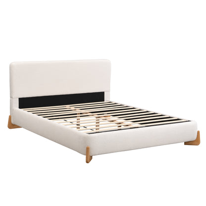 Hollis Boucle Upholstered Platform Bed, Queen, White