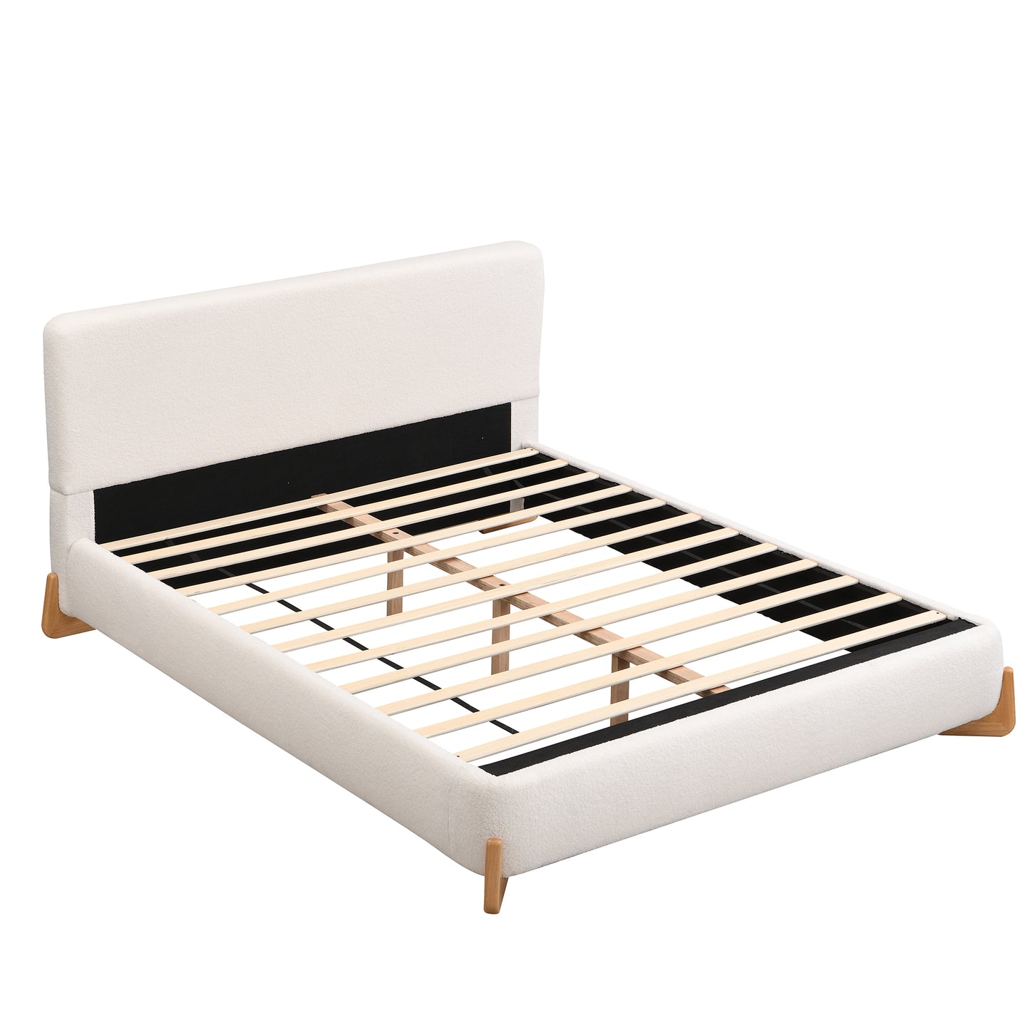 Hollis Boucle Upholstered Platform Bed, Queen, White