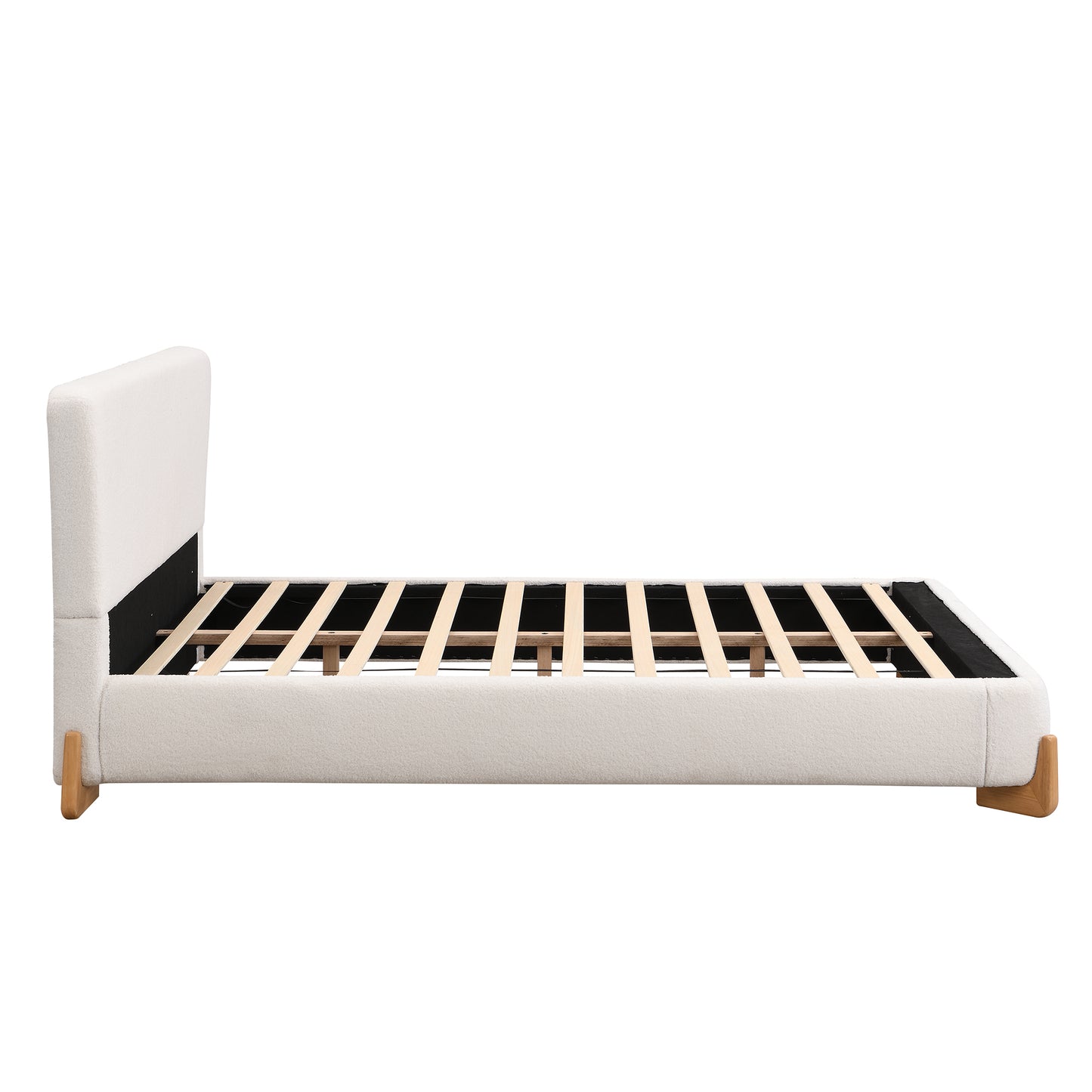 Hollis Boucle Upholstered Platform Bed, Queen, White