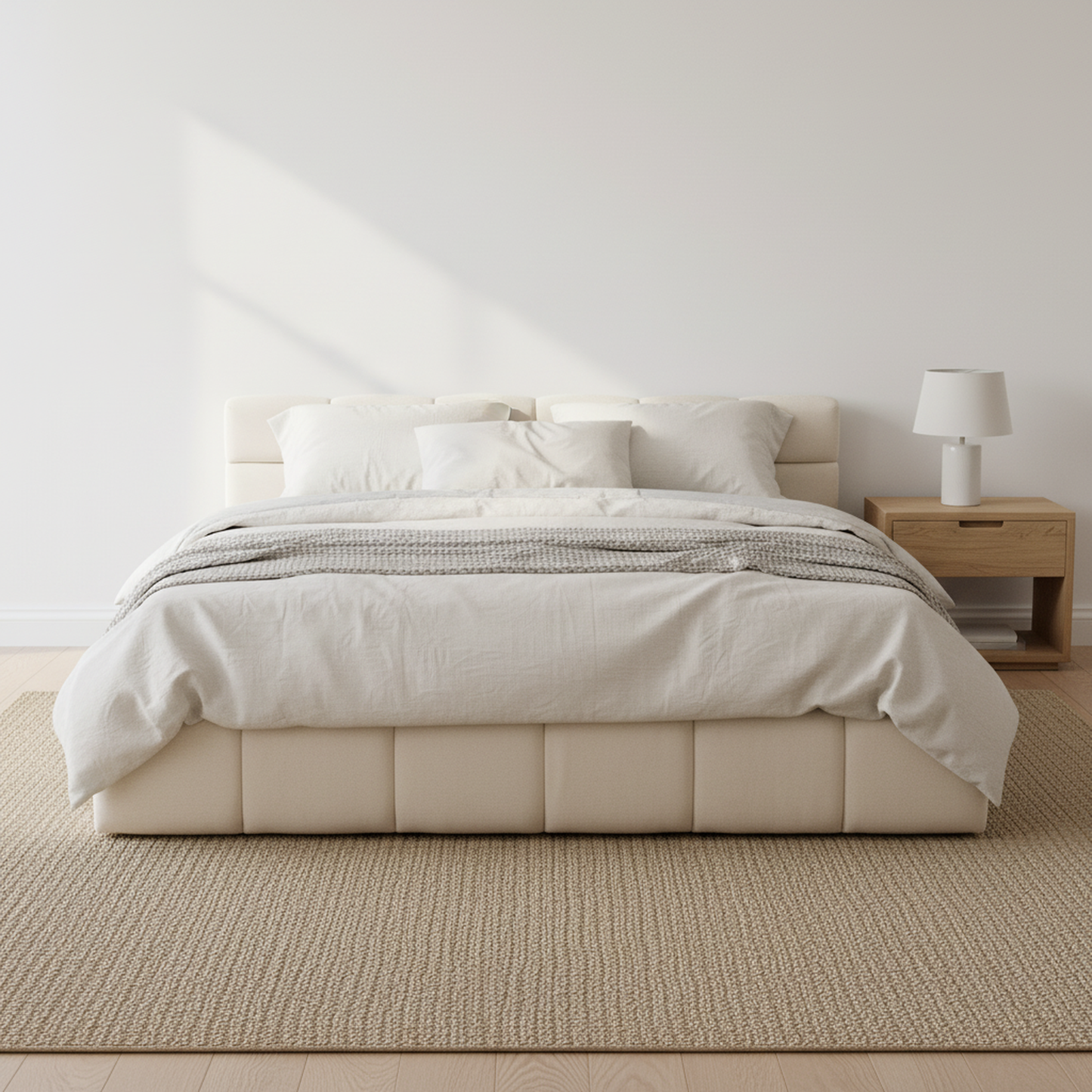 Harbor Upholstered Platform Bed, Queen, Beige