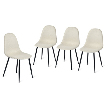 Slip Modern Glass Dining Table Set with Charlton Side Chairs, 5-Piece Set, Khaki