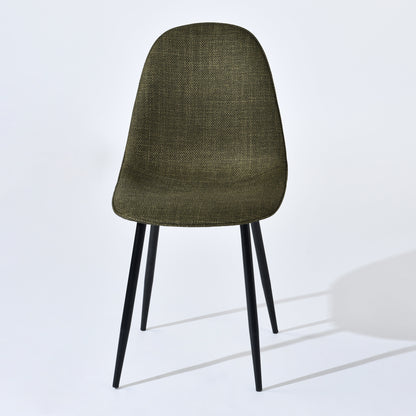 Slip Modern Glass Dining Table Set with Charlton Side Chairs, 5-Piece Set, Green