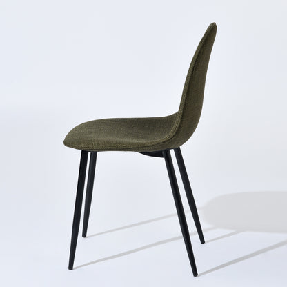 Slip Modern Glass Dining Table Set with Charlton Side Chairs, 5-Piece Set, Green