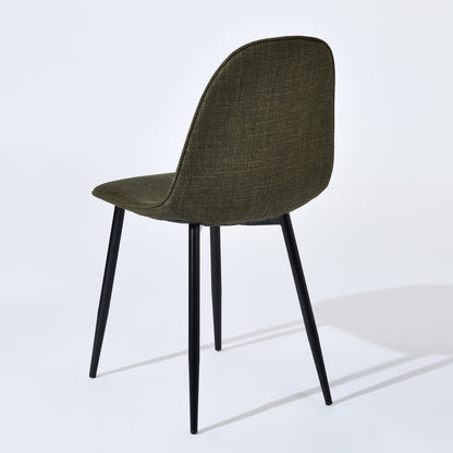 Slip Modern Glass Dining Table Set with Charlton Side Chairs, 5-Piece Set, Green