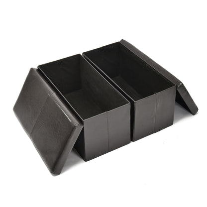 Eli Faux Leather Folding Storage Ottomans, Set of 2, Black