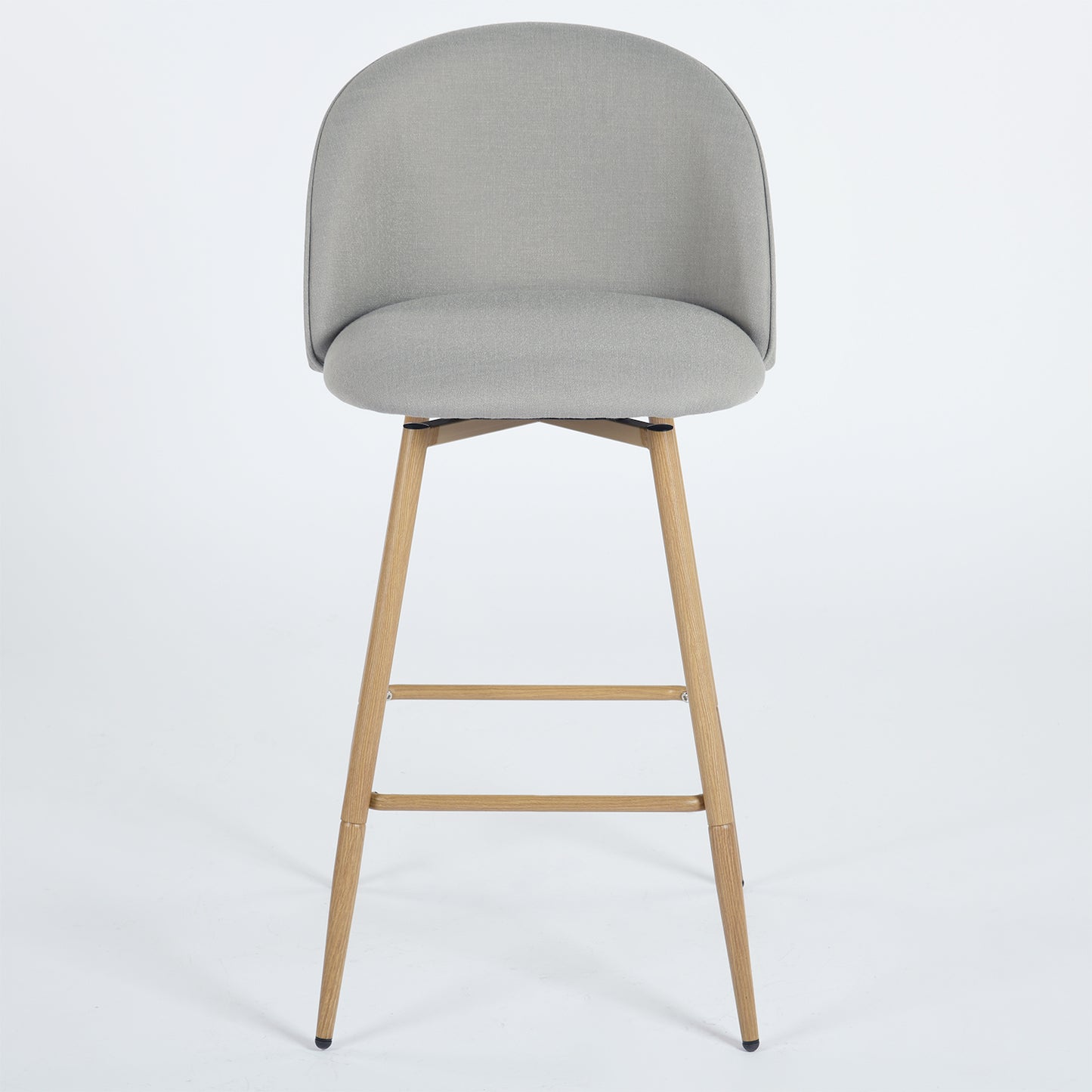 Haseeb Swivel Counter Stools with Oak-Look Legs, 26", Set of 2, Gray