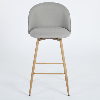 Haseeb Swivel Counter Stools with Oak-Look Legs, 26", Set of 2, Gray