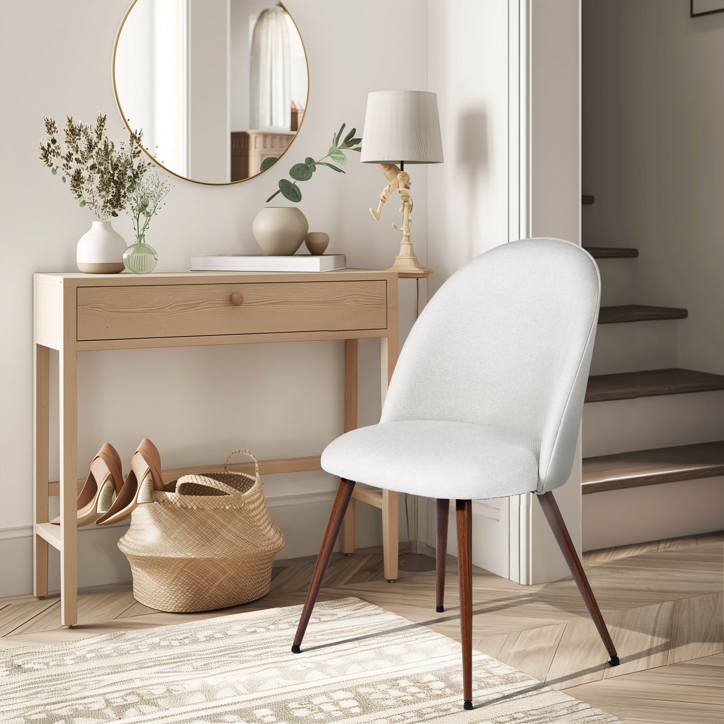 Haven Fabric Dining Chairs with Walnut-Look Legs, Set of 2, Beige