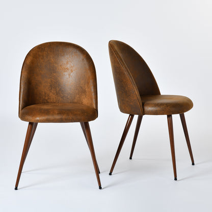 Haven Faux Suede Dining Chairs with Walnut-Look Legs, Set of 2, Brown