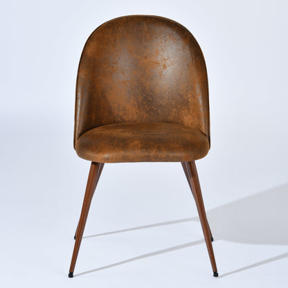 Haven Faux Suede Dining Chairs with Walnut-Look Legs, Set of 2, Brown