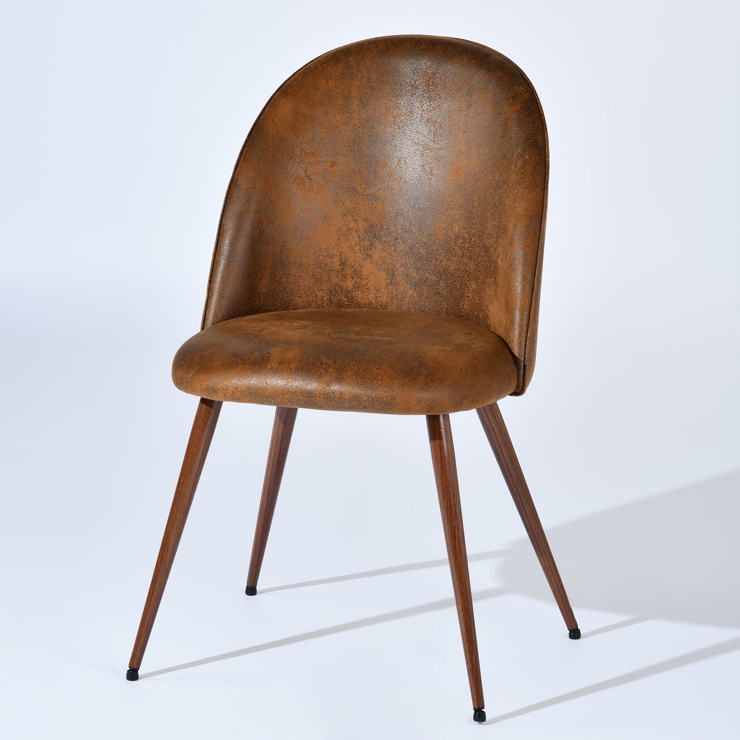 Haven Faux Suede Dining Chairs with Walnut-Look Legs, Set of 2, Brown