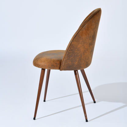 Haven Faux Suede Dining Chairs with Walnut-Look Legs, Set of 2, Brown