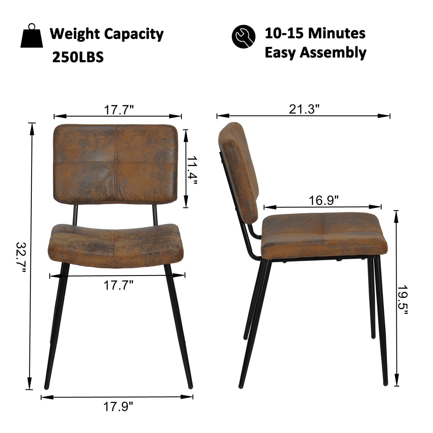 Pomona Faux Suede Dining Chair, Set of 4, Brown