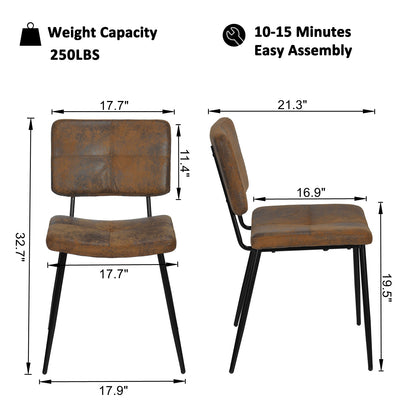 Pomona Faux Suede Dining Chair, Set of 4, Brown
