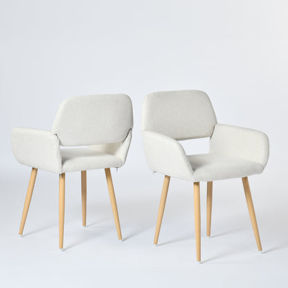 Mayfair Fabric Armrest Dining Chairs, Set of 2, Beige