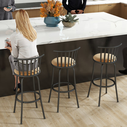 Pistil 24"/29" Adjustable Swivel Counter & Bar Stools, Set of 3, Beige & Black