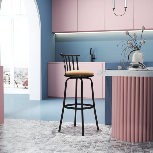 Pistil 24"/29" Adjustable Swivel Counter & Bar Stools, Pack of 1, Beige & Black