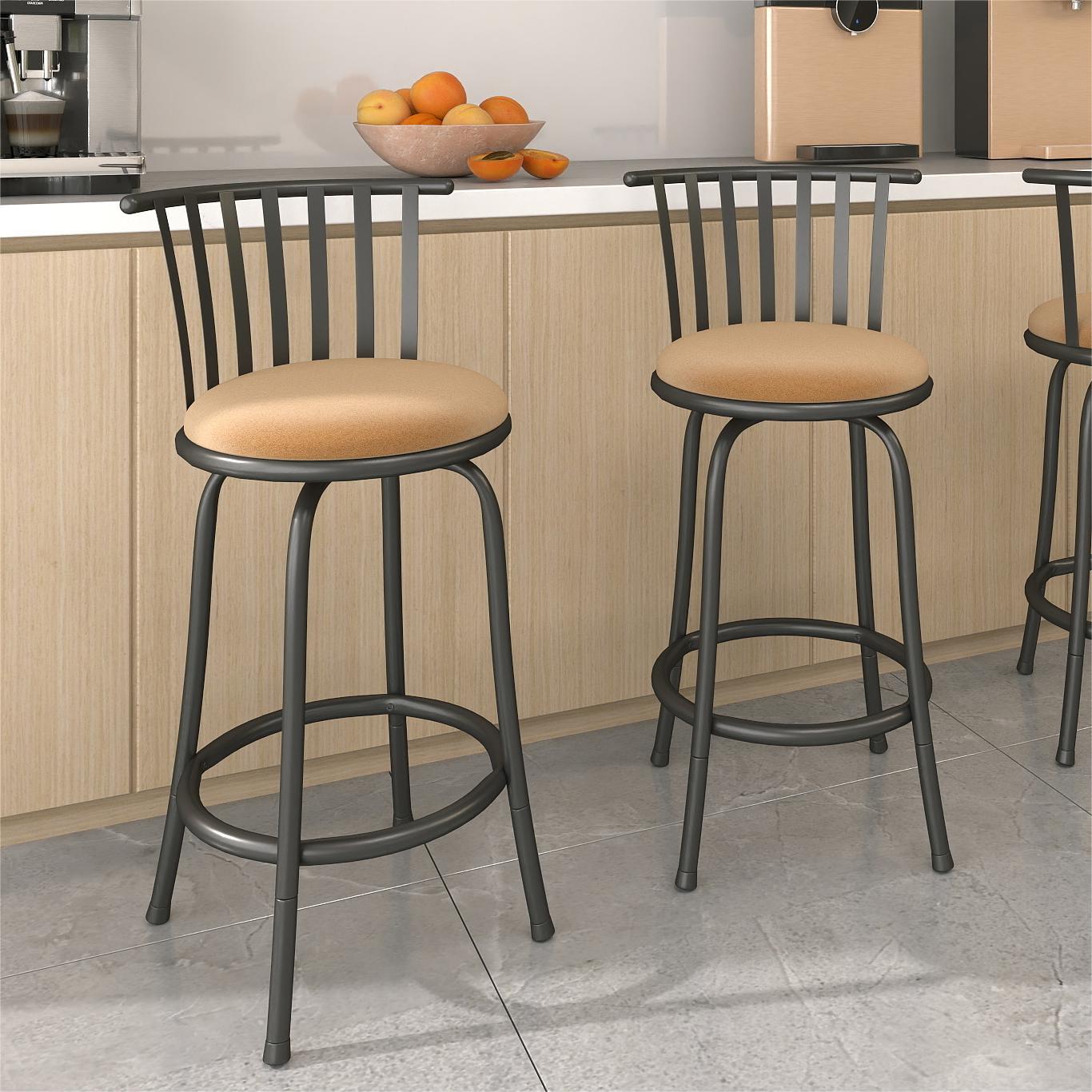 Pistil 24"/29" Adjustable Swivel Counter & Bar Stools, Set of 2, Beige & Black