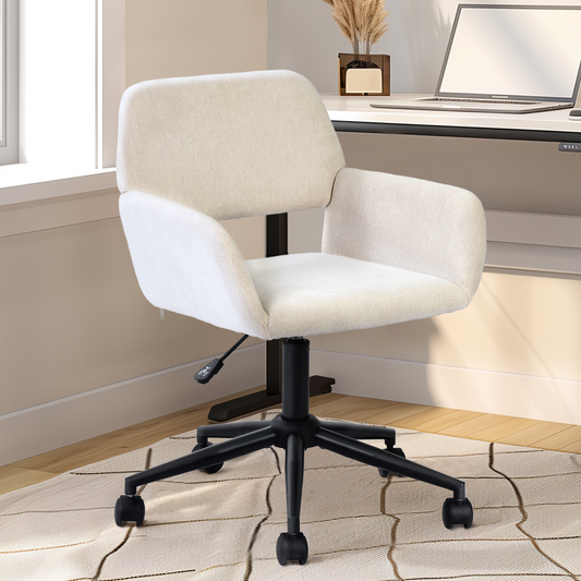 Ross Chenille Swivel Office Chair, Adjustable Height, Cream