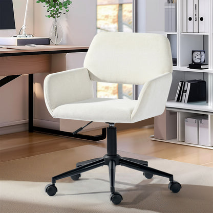 Ross Chenille Swivel Office Chair, Adjustable Height, Cream