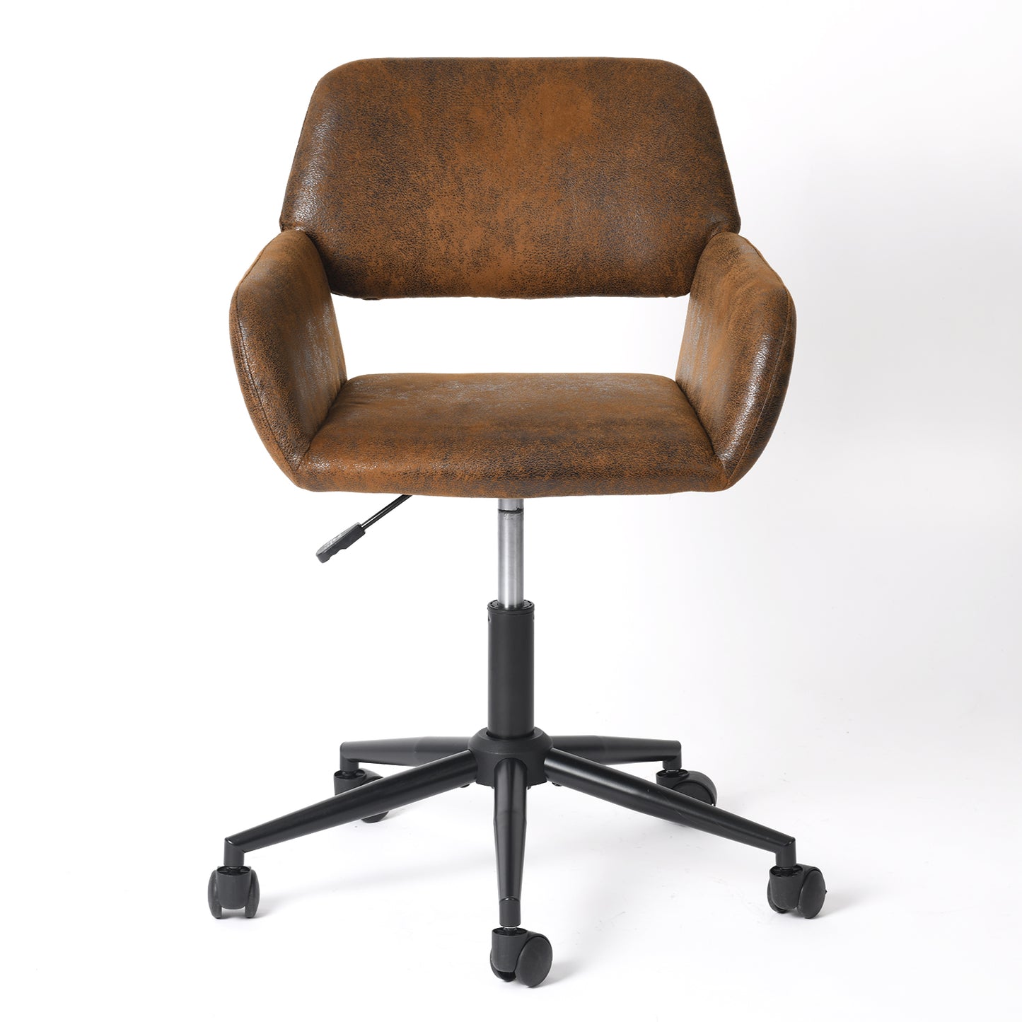 Ross Faux Suede Swivel Office Chair, Adjustable Height, Brown