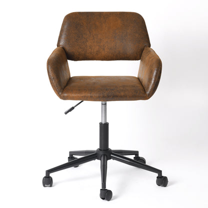 Ross Faux Suede Swivel Office Chair, Adjustable Height, Brown