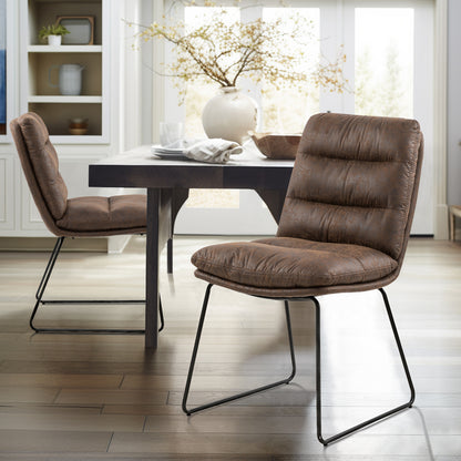 Steffen Faux Leather Dining Chairs, Set of 2, Brown