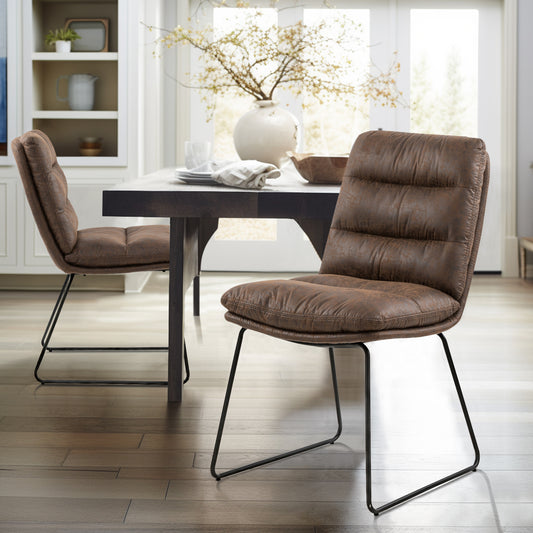 Steffen Faux Leather Dining Chairs, Set of 2, Brown