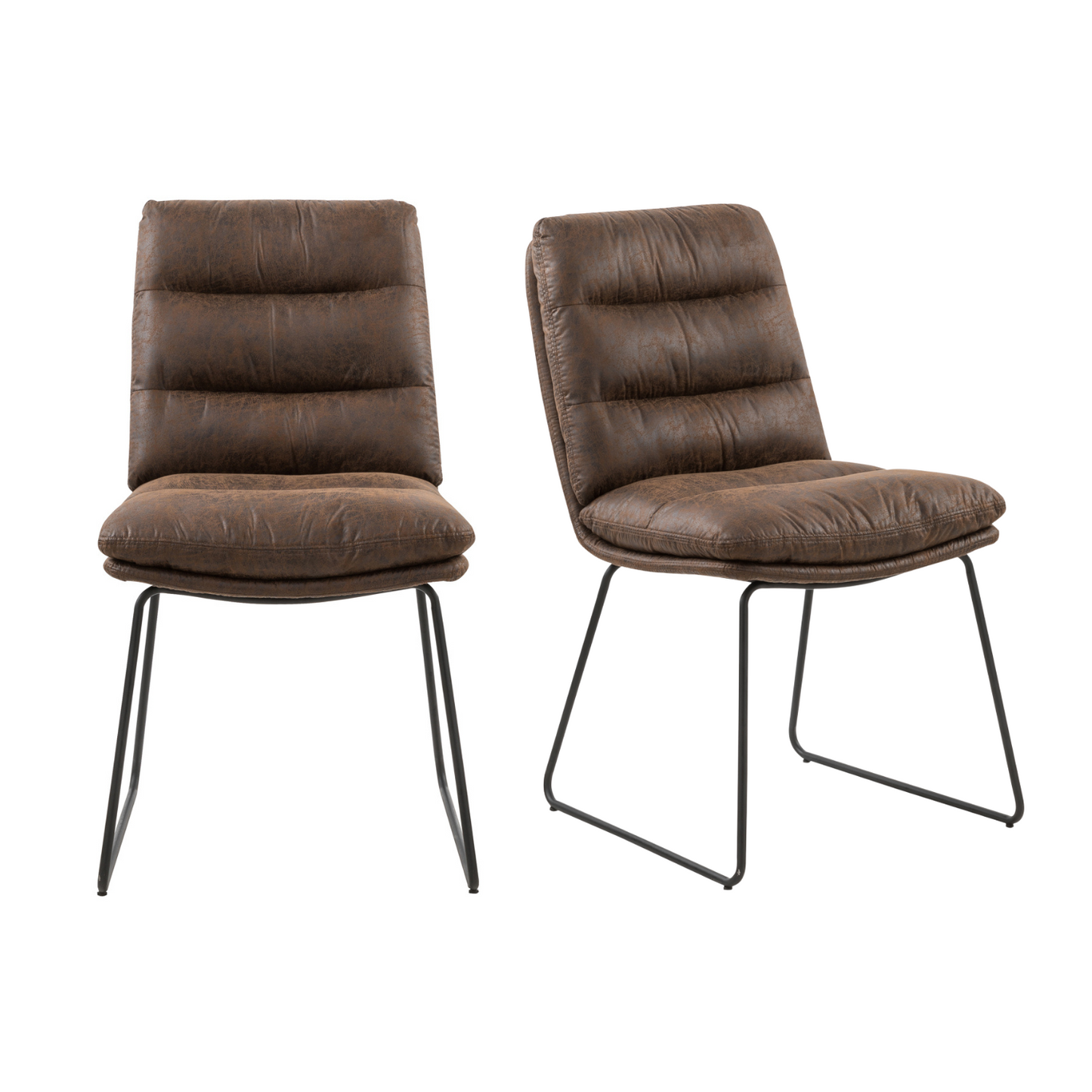 Steffen Faux Leather Dining Chairs, Set of 2, Brown
