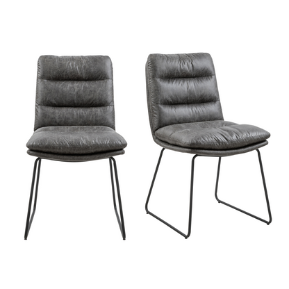 Steffen Faux Leather Dining Chairs, Set of 2, Grey
