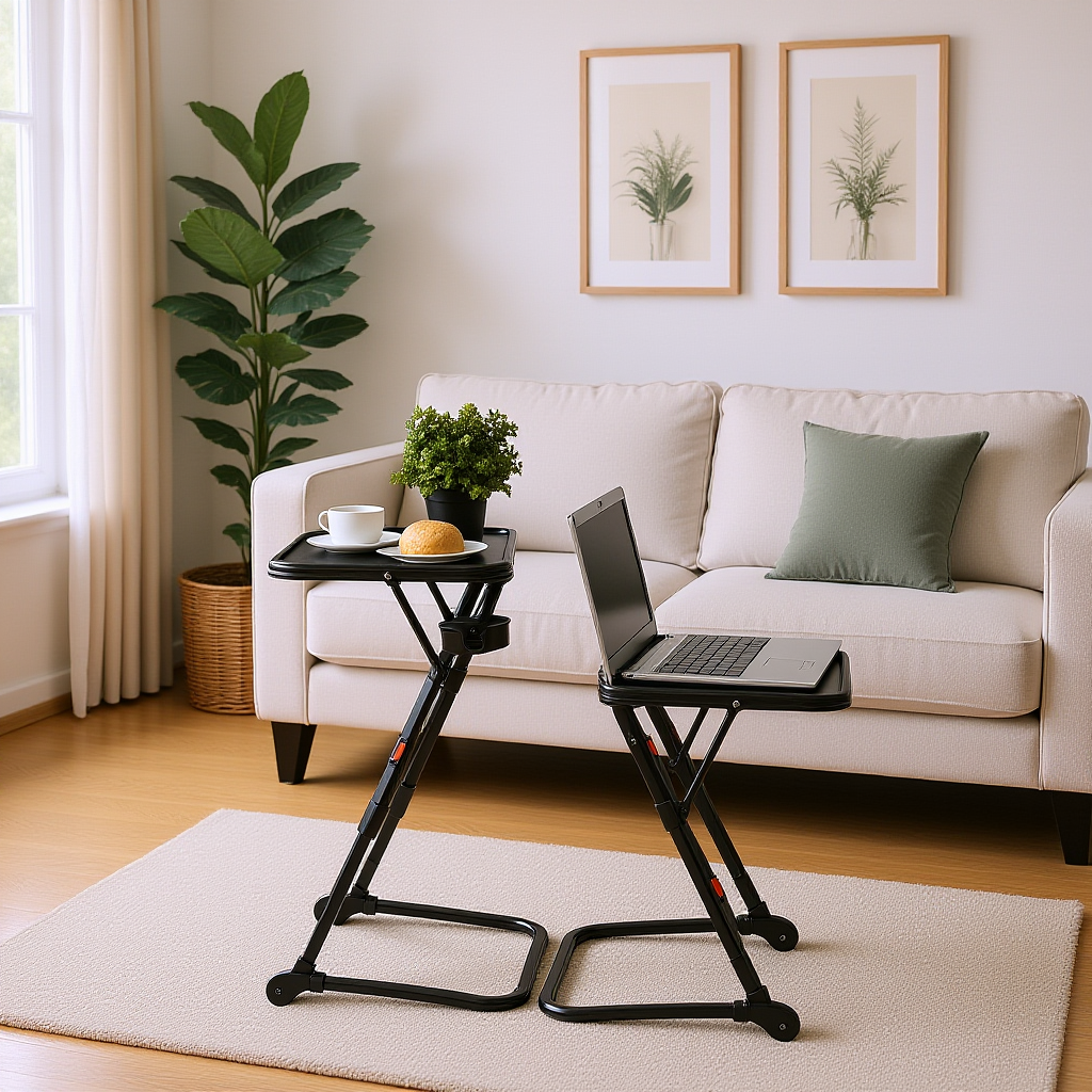 Baseline Modern Foldable Tray Table, Adjustable Height, Pack of 2