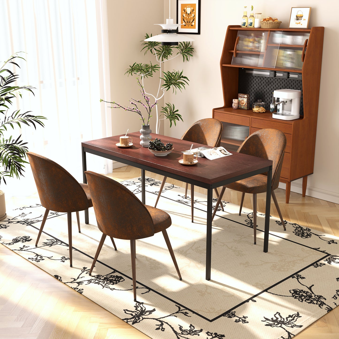 Haven Faux Suede Dining Chairs with Walnut-Look Legs, Set of 2, Brown