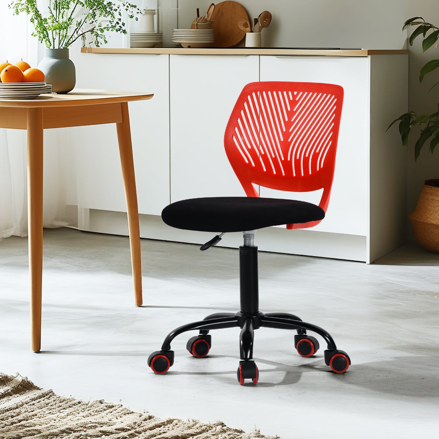Carnation Corduroy Office Chair, Black with Red