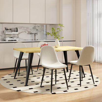 Lancelot Oak-Color Dining Set, 5-Piece with Charlton Khaki Beige Chairs